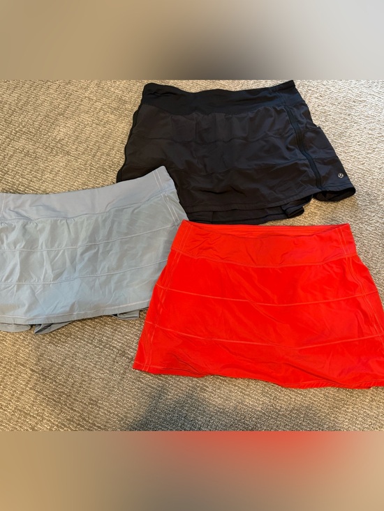 lululemon athletica Pants - Lululemon Pace Rival Skort Skirt Trio Black, Gray, Red Size 10 Tennis Pickleball